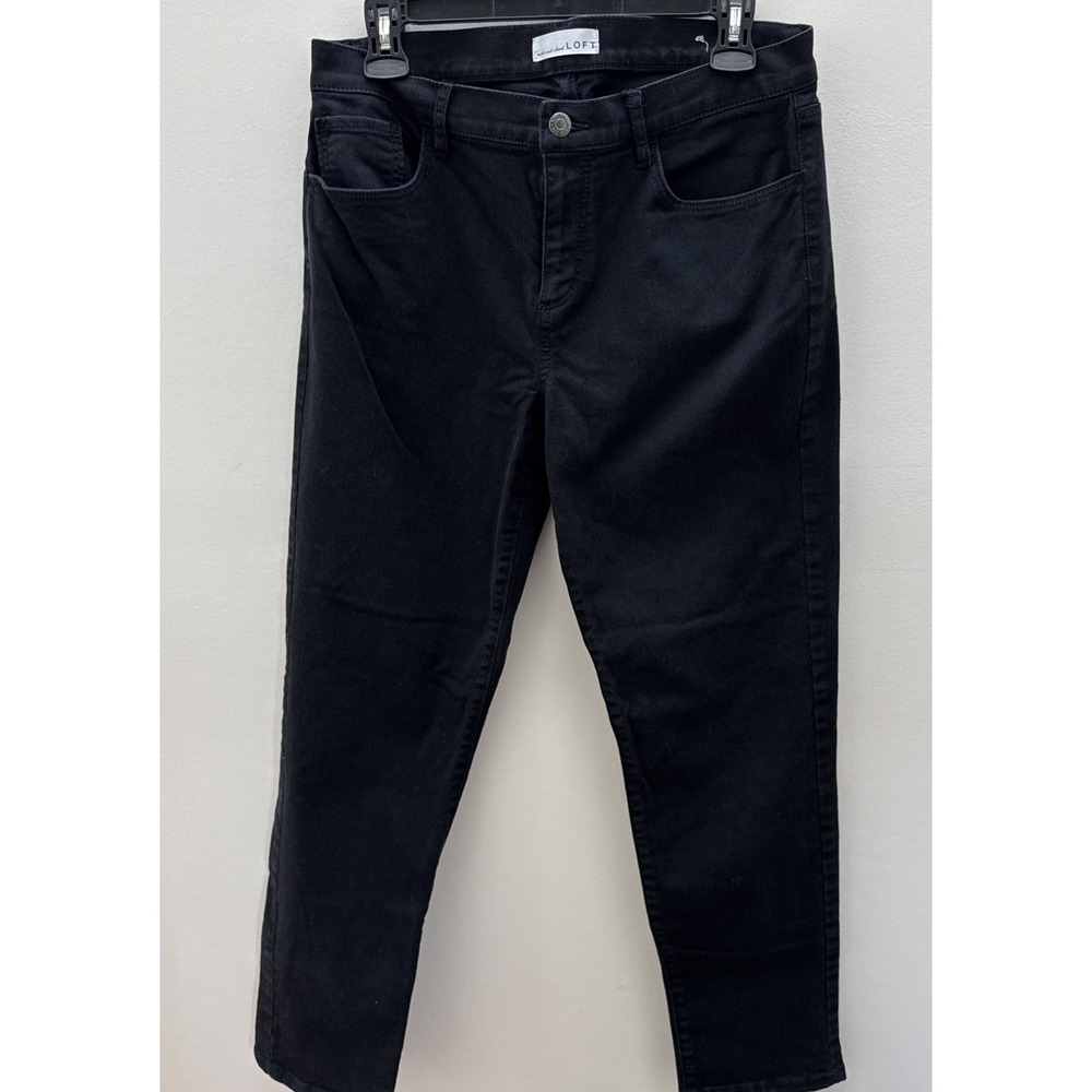 Loft Jeans Womens Size 29/8 Color Black 5 Pockets Denim Button Zip Regular Leg